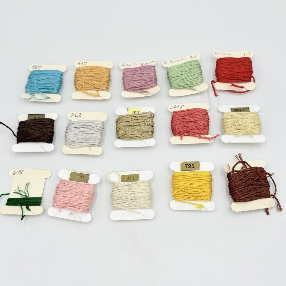 DMC Embroidery Floss Thread Lot 15 Partial Skeins Various‎ Colors Craft